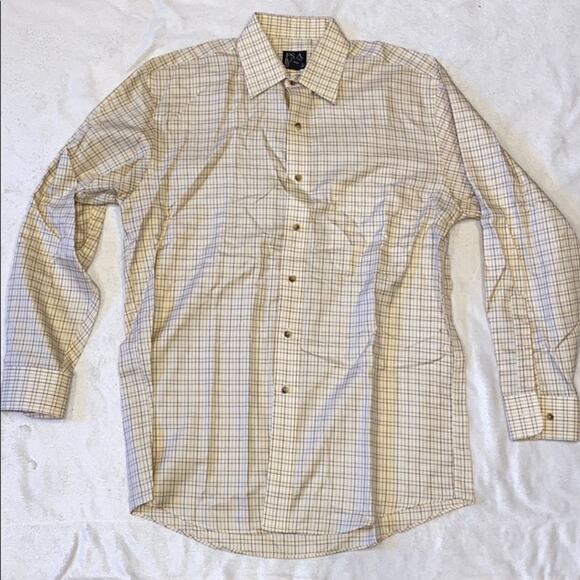 Joseph A. Bank Yellow Plaid Button Down Shirt | Sz M - Picture 2 of 5